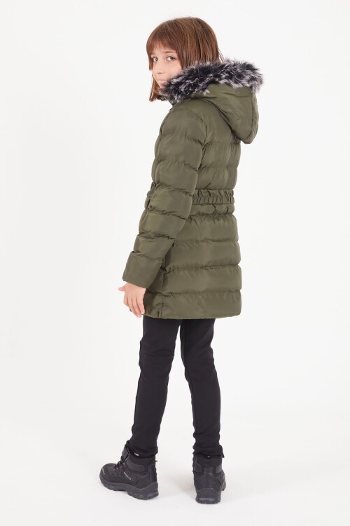 Kız Çocuk Kemerli Şişme Mont Yeşil 16363