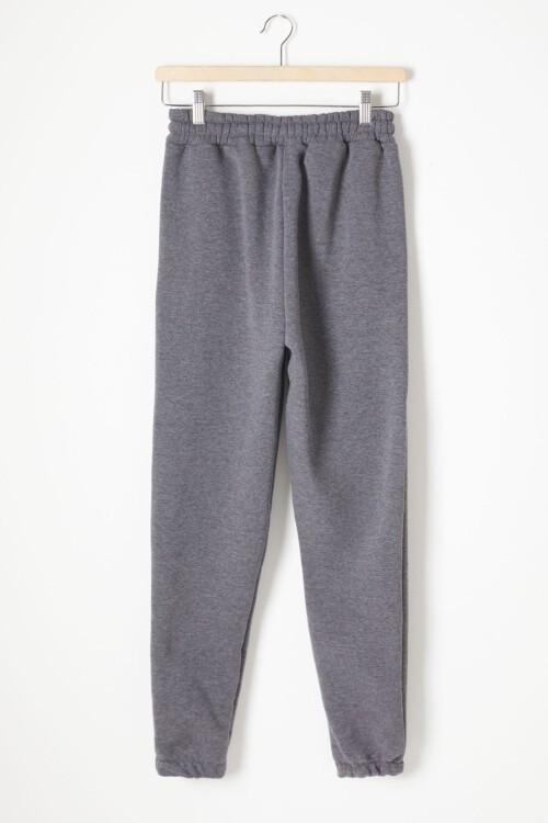 Antrasit Üç İplik Şardonlu Beli Lastikli Çocuk Eşofman Altı 16763