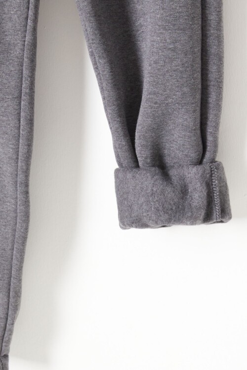 Antrasit Üç İplik Şardonlu Beli Lastikli Çocuk Eşofman Altı 16763