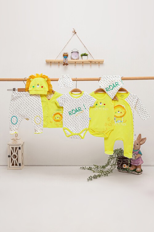 Aslan Baskılı Desenli 8li Bebek Hastane Çıkışı Seti 16850
