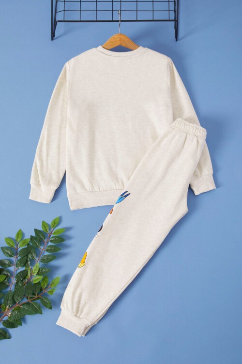 Bej Aslan Kral Baskılı Erkek Çocuk Eşofman Takımı 17268