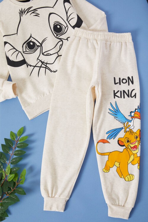 Bej Aslan Kral Baskılı Erkek Çocuk Eşofman Takımı 17268