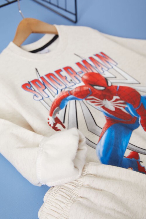 Bej Örümcek Adam Baskılı Erkek Çocuk Eşofman Takımı 17272