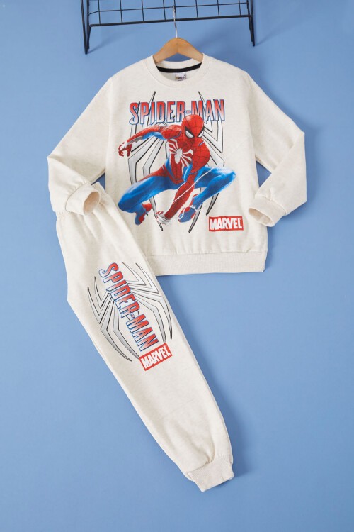 Bej Örümcek Adam Baskılı Erkek Çocuk Eşofman Takımı 17272