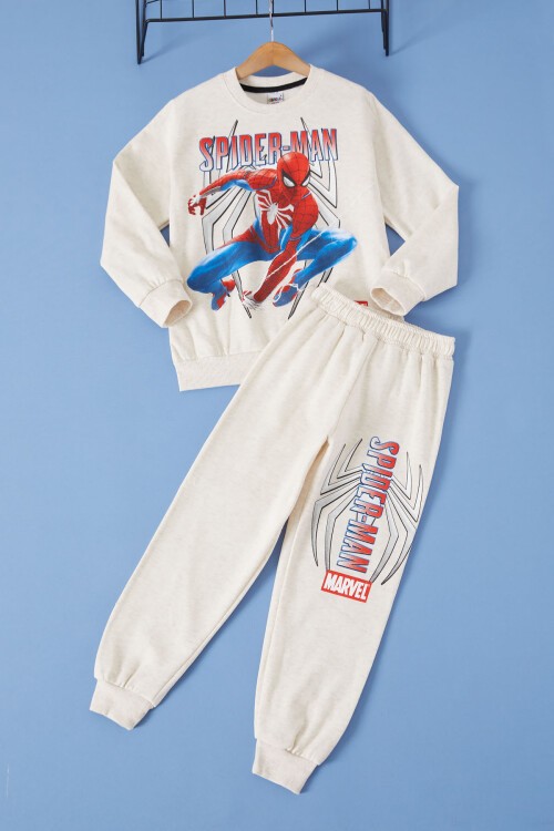 Bej Örümcek Adam Baskılı Erkek Çocuk Eşofman Takımı 17272