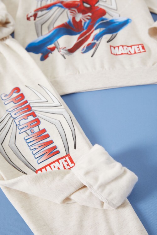 Bej Örümcek Adam Baskılı Erkek Çocuk Eşofman Takımı 17272