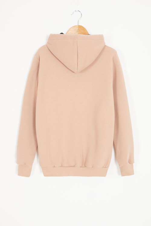 Bej Polarlı Kanguru Cepli Çocuk Kapüşonlu Sweatshirt 17081