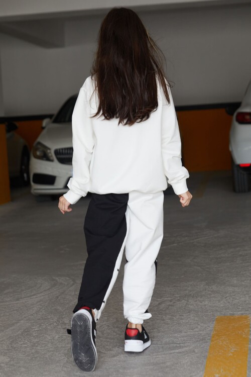 Beyaz Güneş Baskılı Kız Çocuk Eşofman Takımı 17095