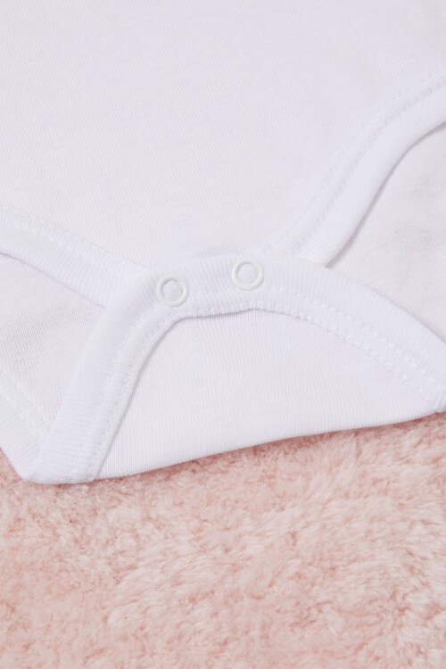 Beyaz Kız Bebek Dantel Yakalı Uzun Kol Çıtçıtlı Badi 16834