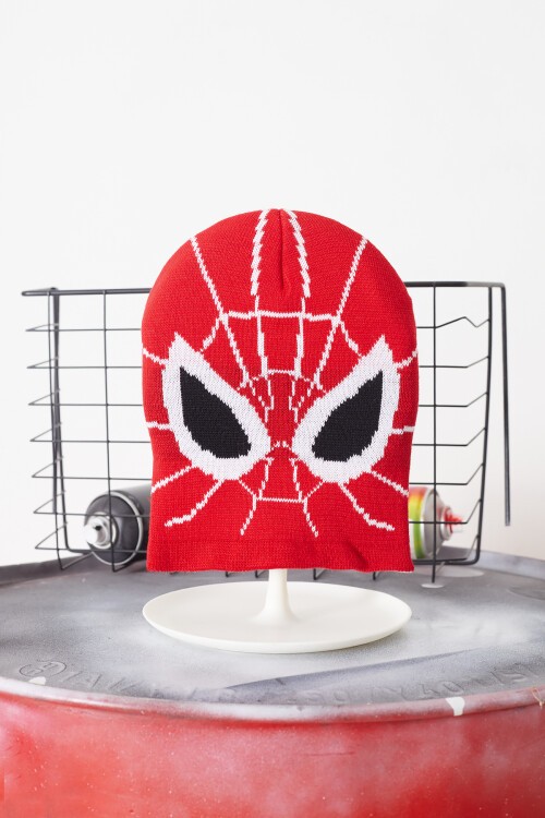 Beyaz Örümcek Adam Desenli Erkek Çocuk Bere 17248