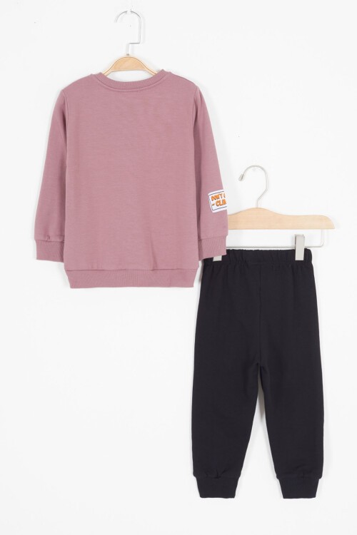 Bordo Harf Nakışlı Çıtçıtlı Erkek Bebek Şardonlu Eşofman Takımı 16797