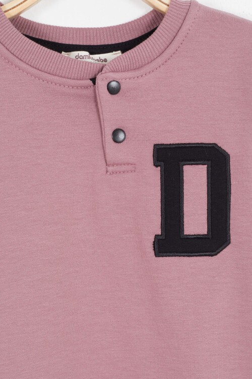 Bordo Harf Nakışlı Çıtçıtlı Erkek Bebek Şardonlu Eşofman Takımı 16797