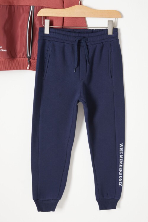 Bordo Kanguru Cepli Polarlı Erkek Çocuk Kapşonlu Eşofman Takımı 16733