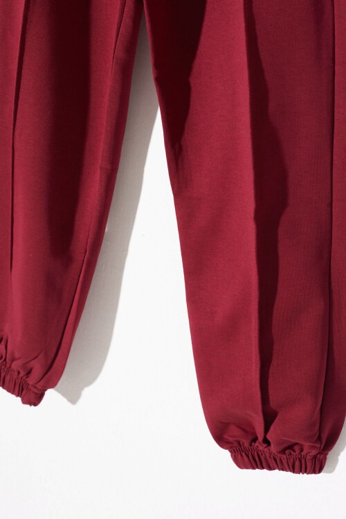 Bordo Kapşonlu Hırkalı Kız Eşofman Takımı 16924