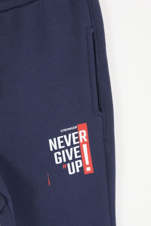 Bordo Şerit Yazılı Kapüşonlu Erkek Çocuk Şardonlu Eşofman Takımı 16973