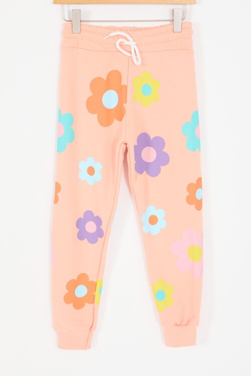 Çiçek Desenli Kız Çocuk Somon Takım 16804