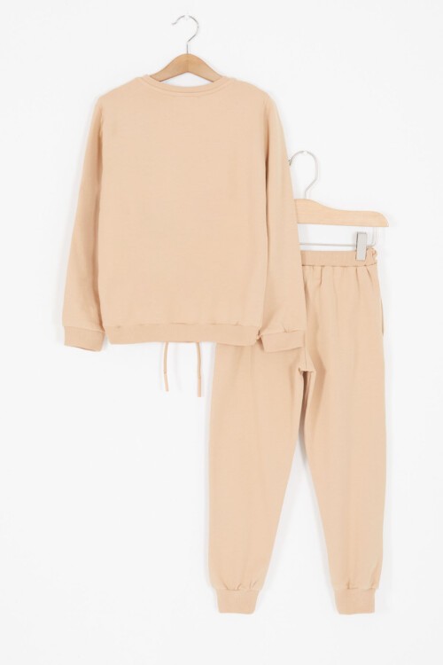 Çiçek Desenli Krem Kız Çocuk Takım 16683