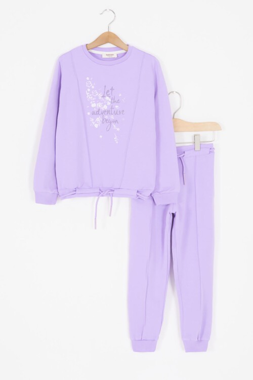Çiçek Desenli Lila Kız Çocuk Takım 16682