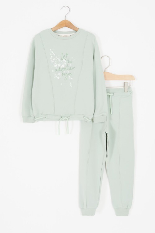 Çiçek Desenli Mint Kız Çocuk Takım 16681