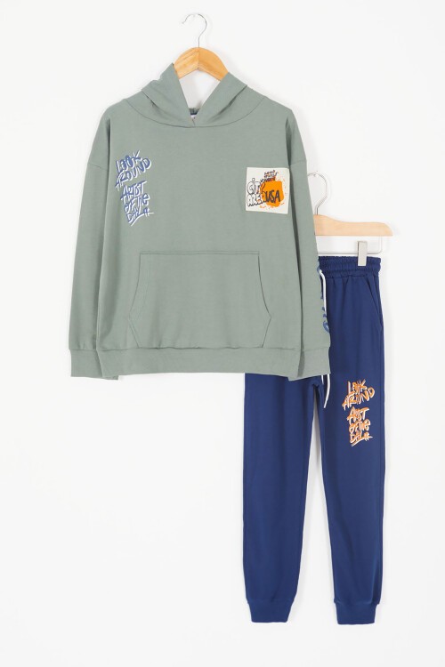 Çocuk Kanguru Cepli Kapüşonlu Eşofman Takımı 17244