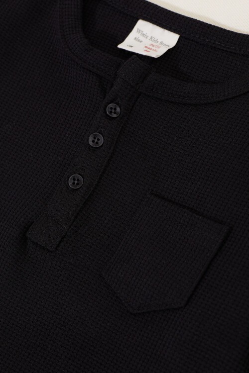 Erkek Bebek Düğmeli Yakalı Cepli 2li Sweatshirt Siyah-Krem 17328