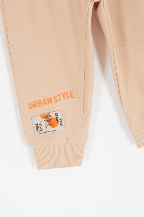 Erkek Bebek Urban Yazı Baskılı Hardal 2li Takım 16674