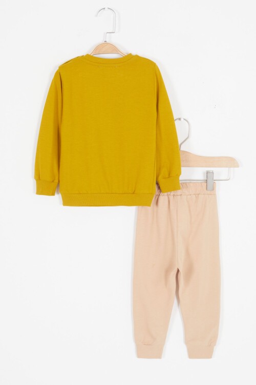 Erkek Bebek Urban Yazı Baskılı Hardal 2li Takım 16674