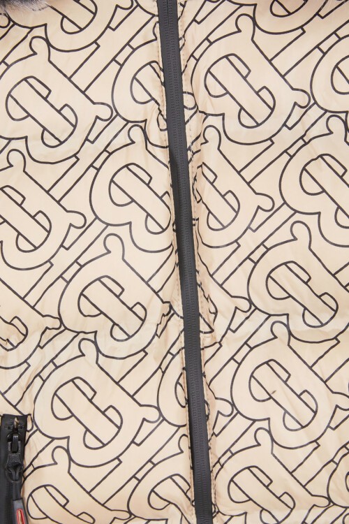 Erkek Çocuk Bej Şişme Mont Siyah Kürklü 15613