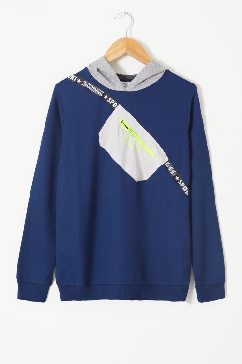 Erkek Çocuk Cepli Kapşonlu Sweatshirt 9-14 Yaş 14021