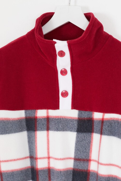 Erkek Çocuk Dik Yaka Polar Kırmızı Sweatshirt 16651