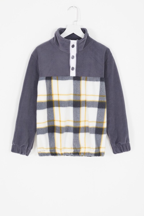 Erkek Çocuk Dik Yaka Polar Sarı Sweatshirt 16653