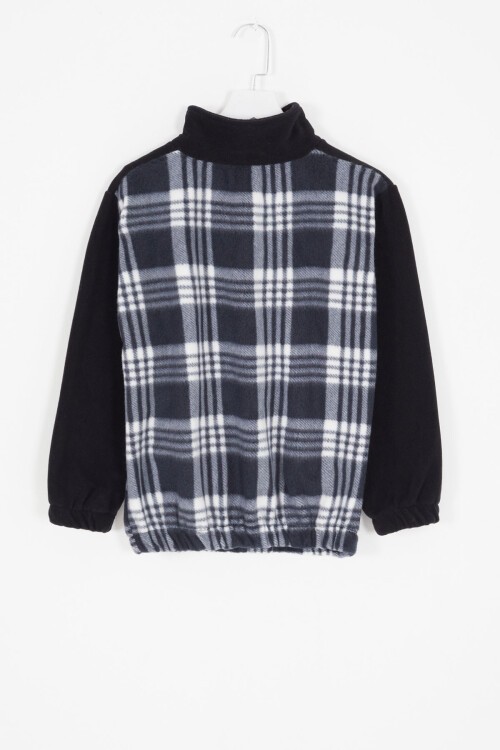 Erkek Çocuk Dik Yaka Polar Siyah Sweatshirt 16652