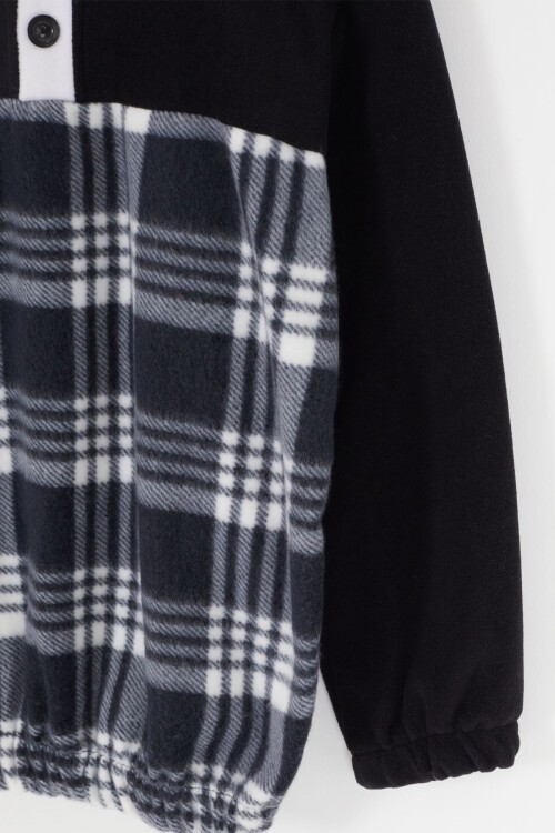 Erkek Çocuk Dik Yaka Polar Siyah Sweatshirt 16652