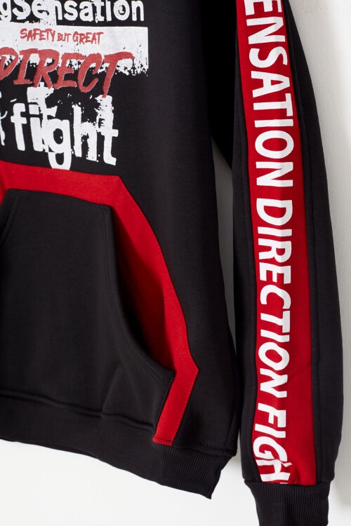 Erkek Çocuk Direct Yazı Baskılı Kanguru Cep Sweatshirt 14130