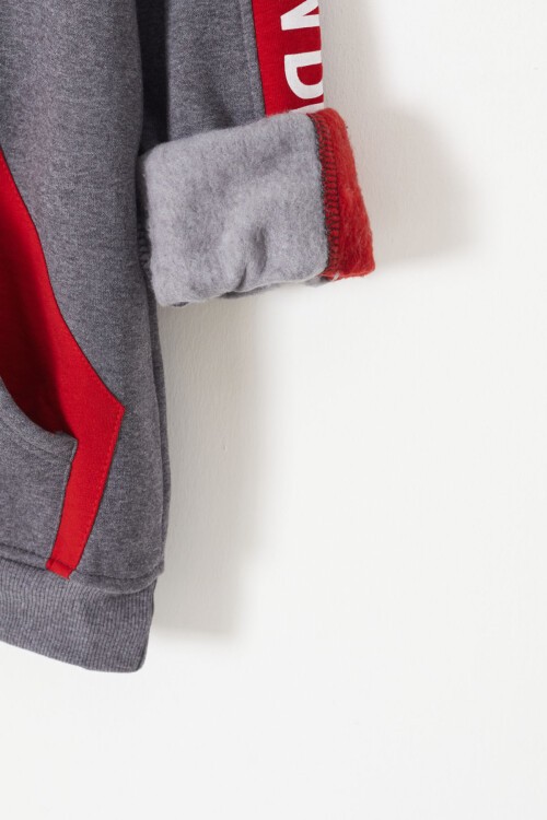 Erkek Çocuk Direct Yazı Baskılı Kanguru Cep Sweatshirt 14130