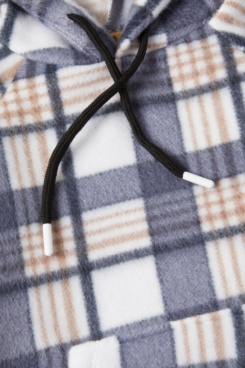 Erkek Çocuk Gri Ekose Desenli Polar Sweatshirt 16648