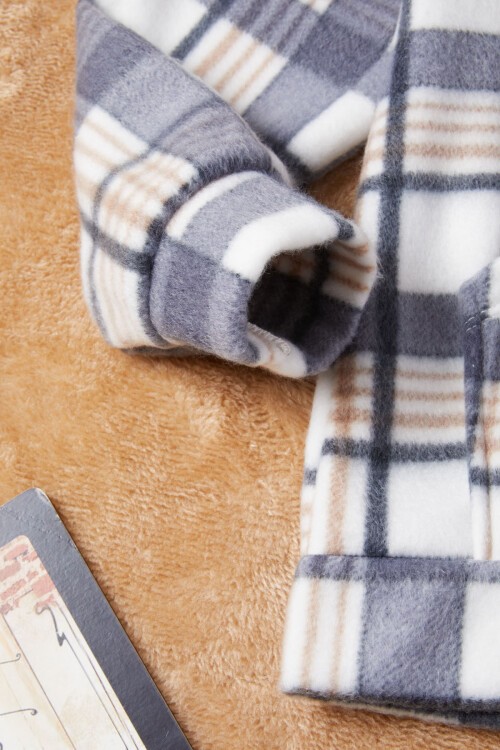 Erkek Çocuk Gri Ekose Desenli Polar Sweatshirt 16648