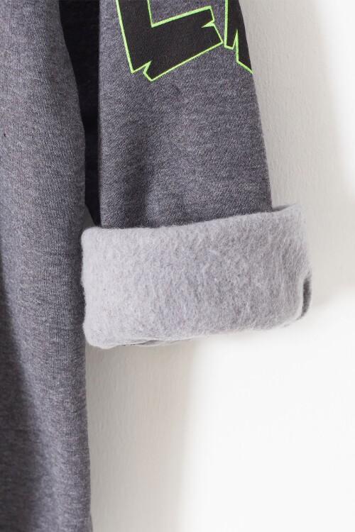 Erkek Çocuk İçi Polarlı Baskılı Sweatshirt 14152