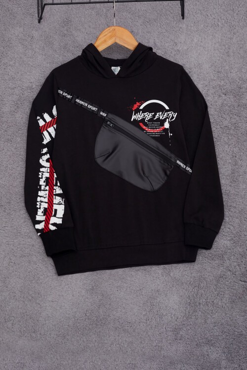 Erkek Çocuk Kapşonlu Cep Detaylı Sweatshirt 9-14 Yaş 14029