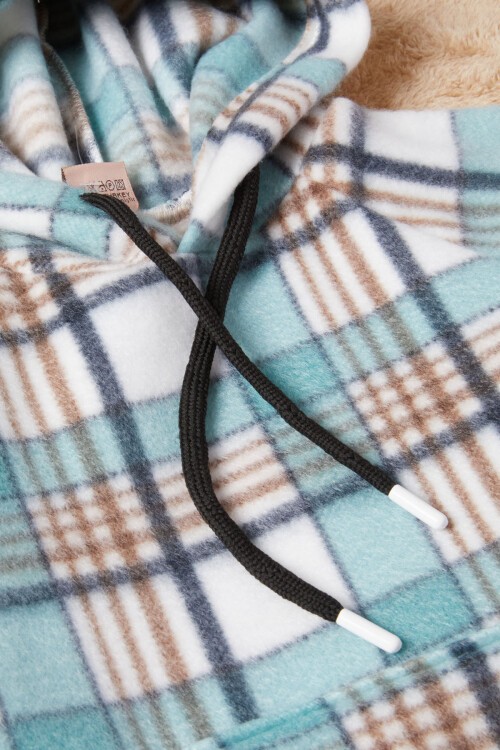 Erkek Çocuk Mint Ekose Desenli Polar Sweatshirt 16650