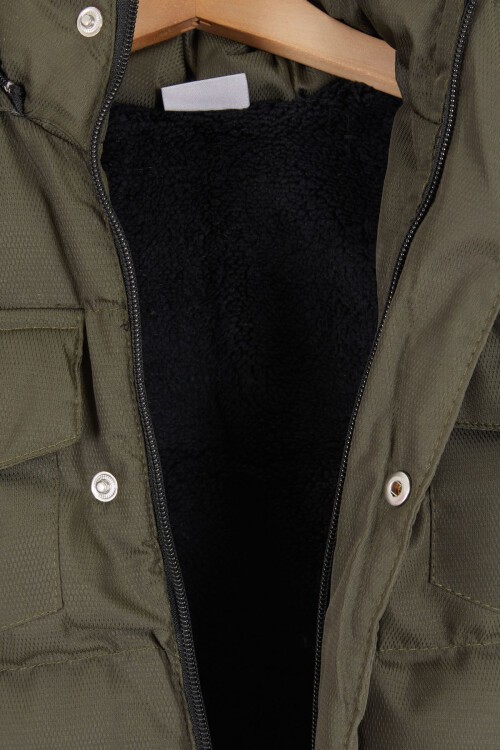 Erkek Çocuk Şişme Mont Cebi Kapaklı Haki 15485