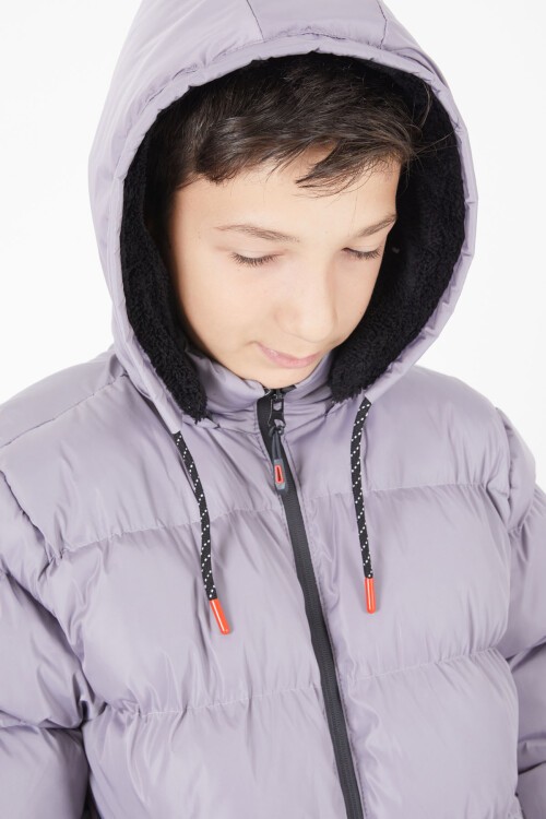 Erkek Çocuk Şişme Mont Düz Desen Gri 15676