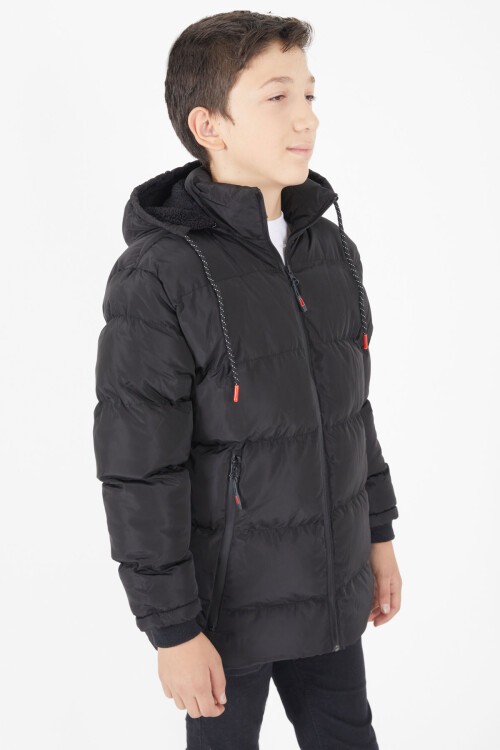 Erkek Çocuk Şişme Mont Düz Desen Siyah 15673