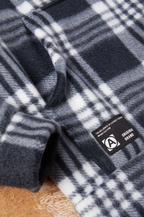 Erkek Çocuk Siyah Ekose Desenli Polar Sweatshirt 16649