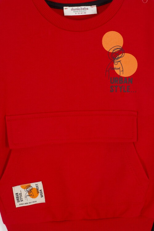 Erkek Çocuk Urban Yazı Baskılı Kırmızı 2li Takım 16673