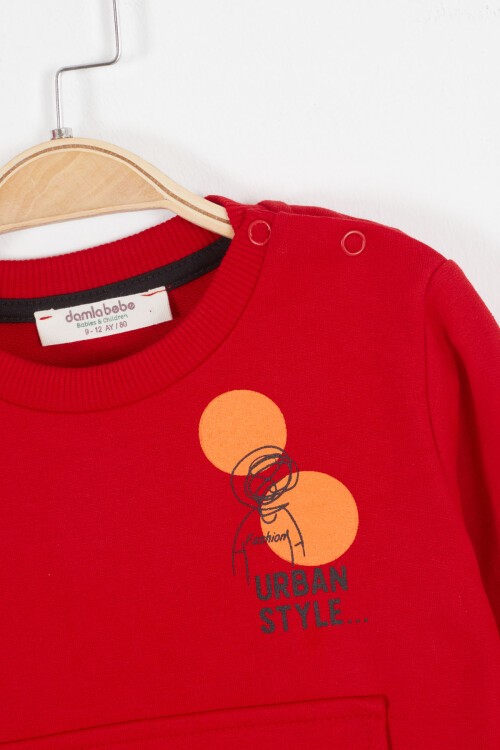 Erkek Çocuk Urban Yazı Baskılı Kırmızı 2li Takım 16673