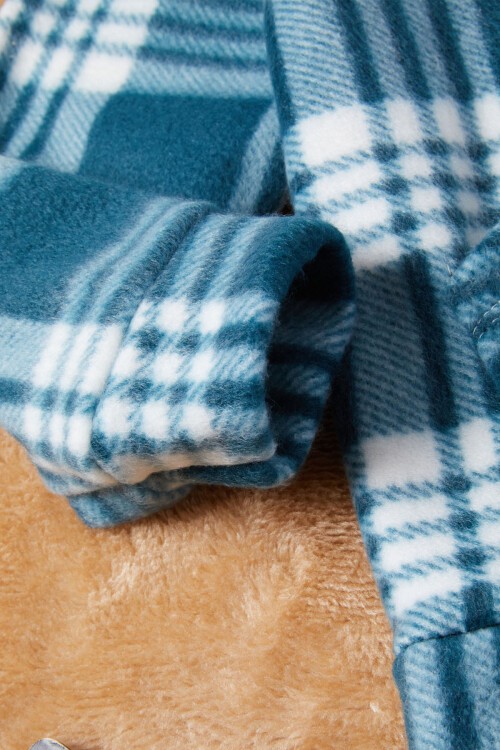 Erkek Çocuk Yeşil Ekose Desenli Polar Sweatshirt 16647