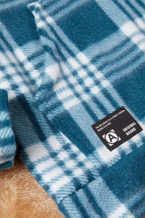 Erkek Çocuk Yeşil Ekose Desenli Polar Sweatshirt 16647