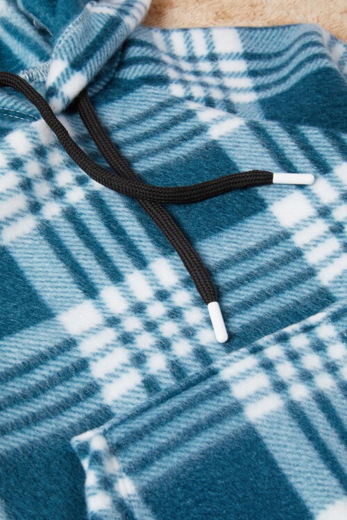 Erkek Çocuk Yeşil Ekose Desenli Polar Sweatshirt 16647