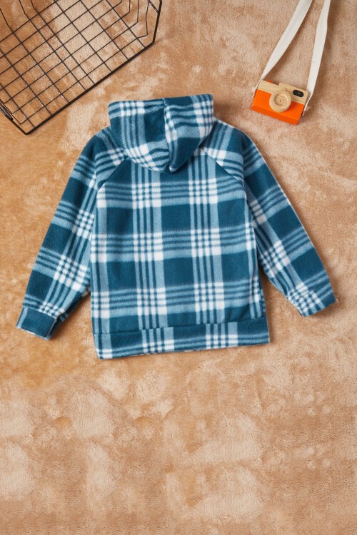 Erkek Çocuk Yeşil Ekose Desenli Polar Sweatshirt 16647